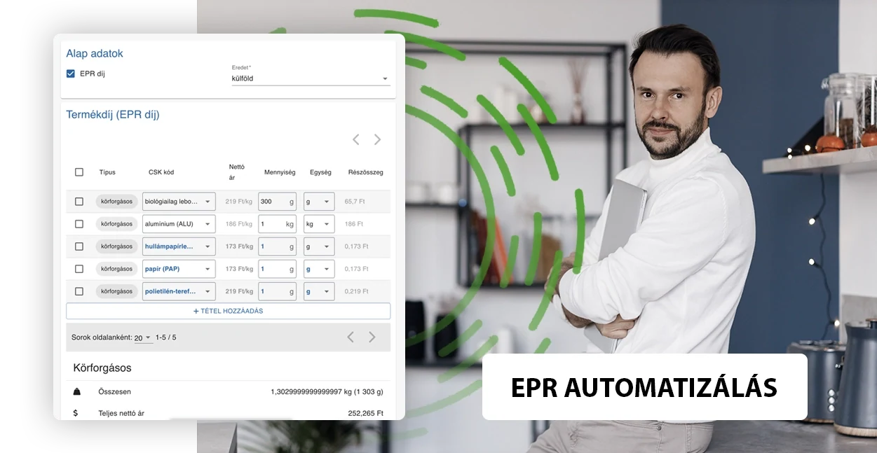 EPR-adatok és díjtételek kezelése a CloudERP felületén